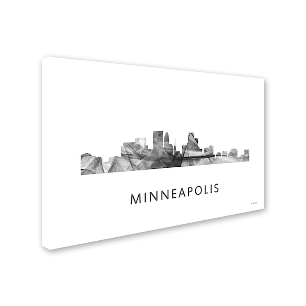 Marlene Watson 'Minneapolis Minnesota Skyline WB-BW' Canvas Art,12x19